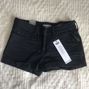 Black denim shorts